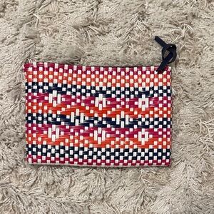 GAP Pink Orange Navy Woven Clutch Beach Vacation Resort Bag